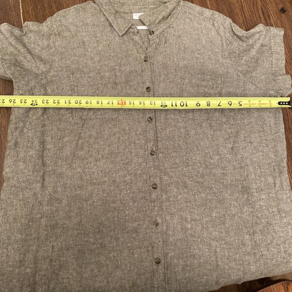 Susan Graver Linen Blend Button Up Shirt Size 3XP Short Sleeve Tunic - Picture 10 of 11